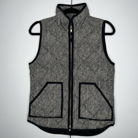 J. Crew Jackets & Blazers - J. Crew Herringbone Quilted Puffer Vest Black White Size XS